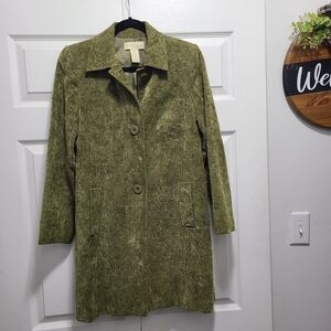 Vtg Parisian Signature Olive‎ Textured Trench Coat 10P Vintage Preppy Old Money
